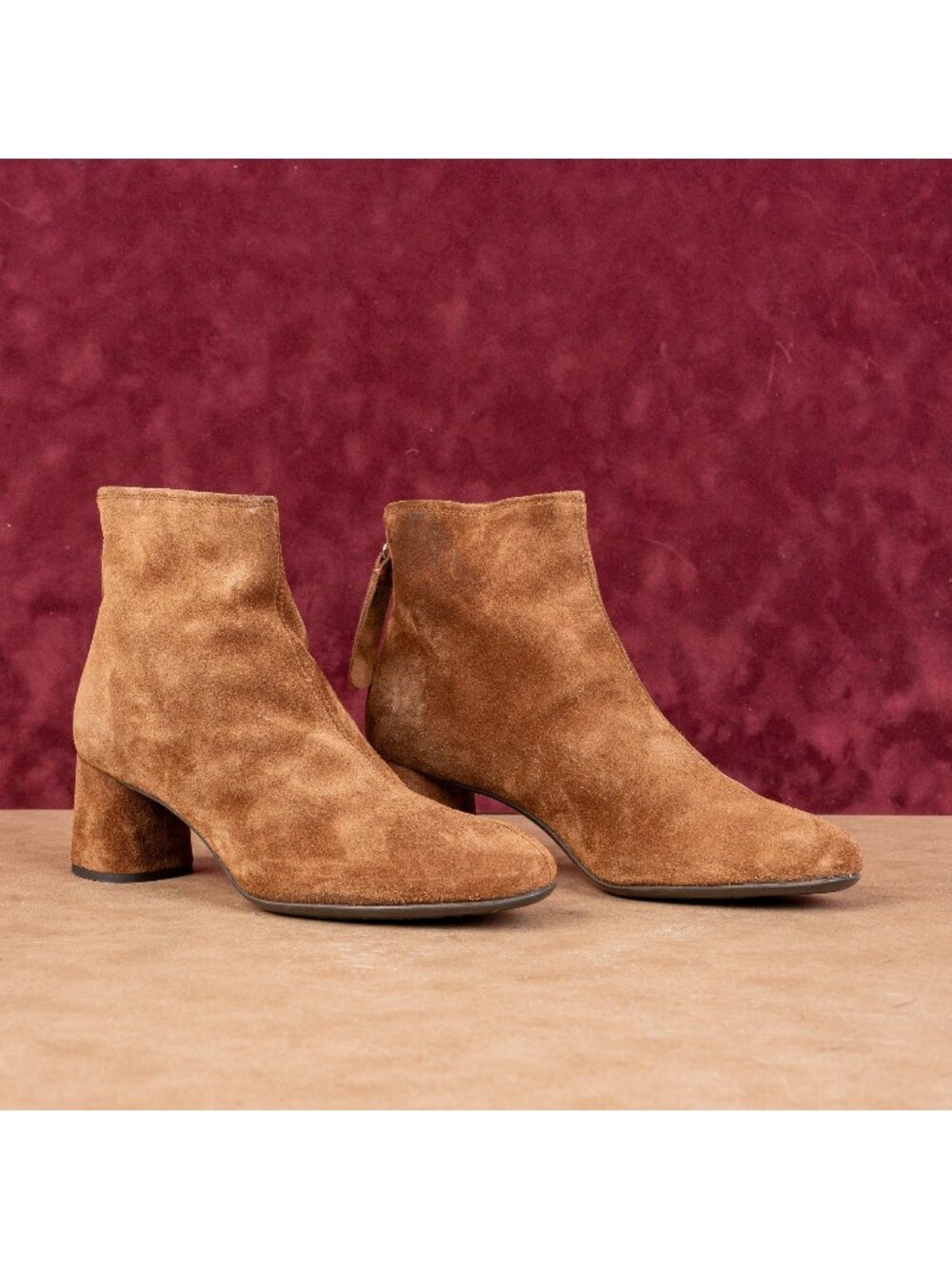 AGL Women Veta Brown Suede Dress Office Back Zip Ankle Boots 7US EUR 37.5
